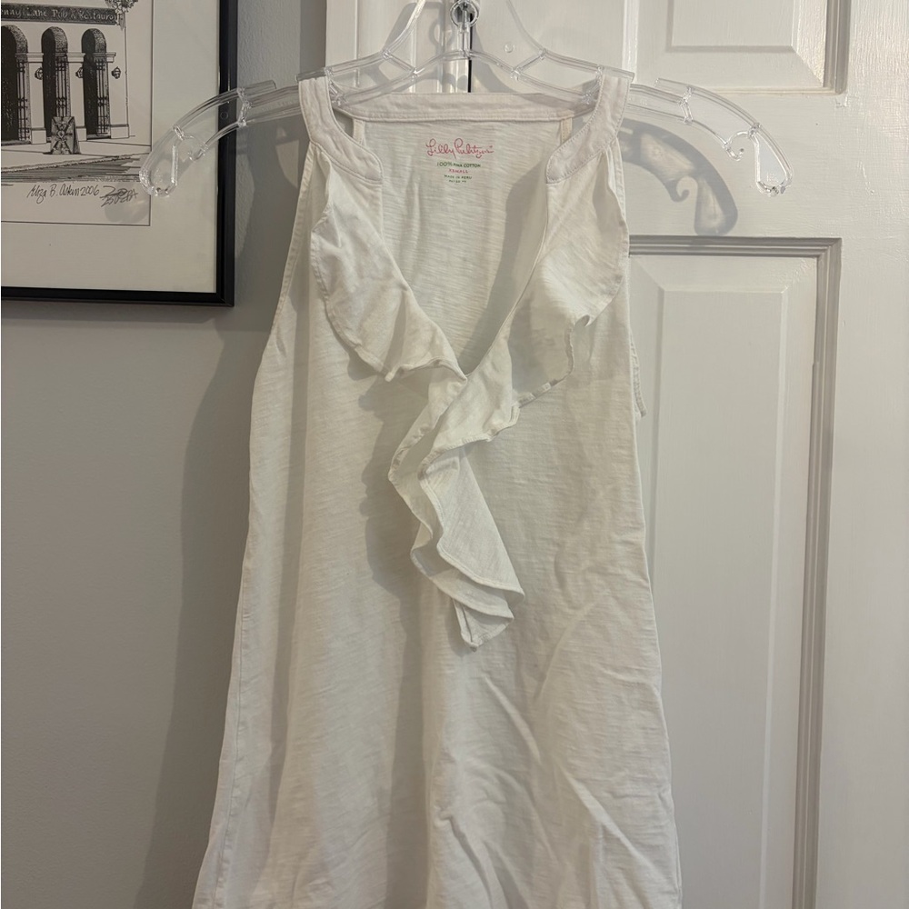 Lilly Pulitzer White Ruffle Tank Top